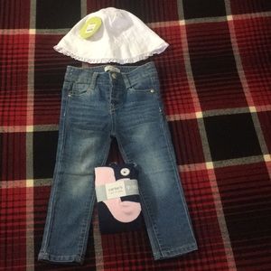 Baby girl bundle: jean , hat , one pair of tights